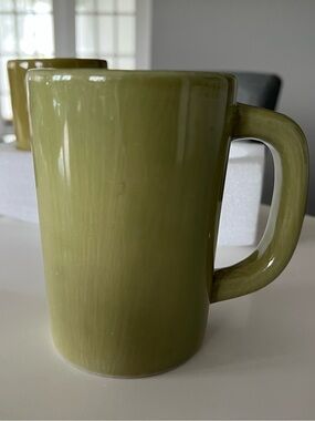 Vintage Olive Stoneware Coffee Mugs Cups, Anfora Mugs, Set of 2